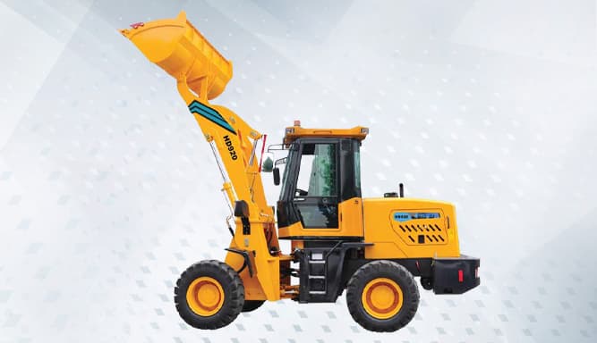 Feeler wheel loader with the bucket raised