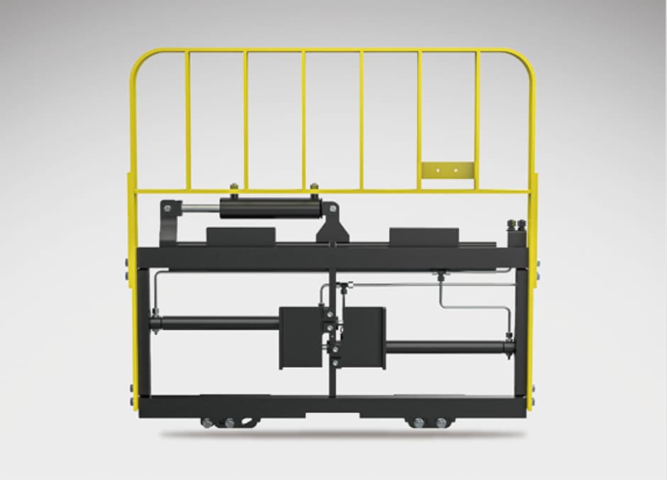 Hydraulic forklift fork positioner